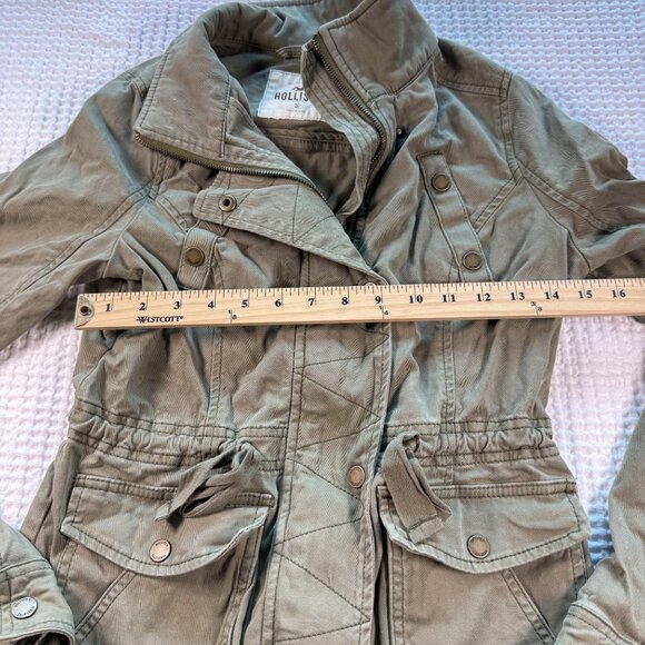 Hollister Womens Olive Green Utility Jacket With Snap Buttons & Pockets Size S - Picture 9 of 9